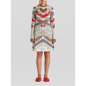 Etro Patchwork Print Jersey Dress (Sz IT 44) Geometric Quilt Floral Paisley